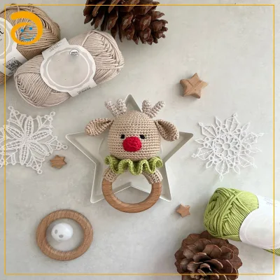 Christmas Deer Rattle Gift Baby Crochet Kit Toy