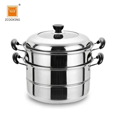 2Layer Stainless Steel Steamer Pot 26cm for Home Kitchen With 1 Tray