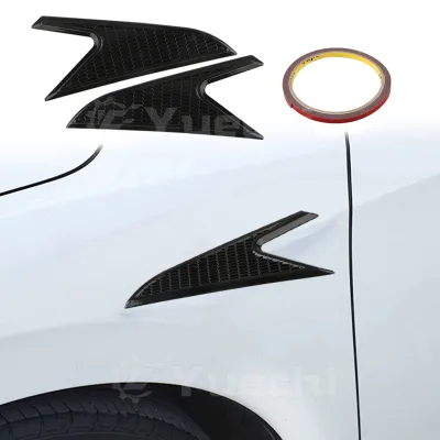Car Accessories Carbon Fiber Black Blade Flank Decorative Stickers Front Fender Side Vent Cover Trim Front Wheel Eyebrow Kit