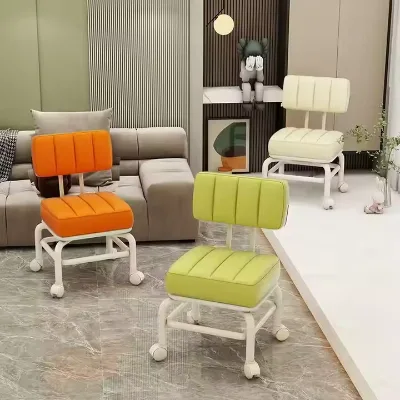 Modern color roller chairs for children PU backed dinner chair stools