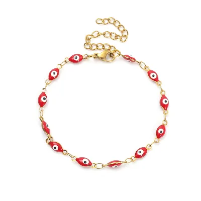 2025 Trendy Women's Eye-Design Stainless Steel Bracelet Candy Color Adjustable Chain Jewelry Fashion Accessory for Gifts