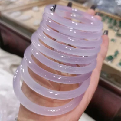 GEM Original Factory Stunning Purple Agate and Chinese Jade Bangles for Women