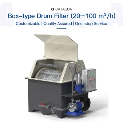 Modular Drum Filter for Pond with Multi-Program Control and Weather-Resistant Casing for Crab Box RAS System