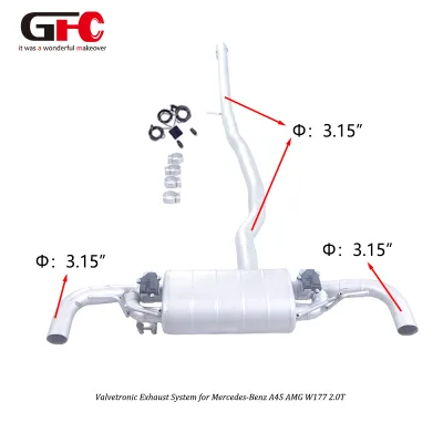 Specifically for Mercedes-Benz A45 AMG 2.0T 2014-2023 GFC Catback Valvetronic Exhaust System Muffler for Sports Car Sound