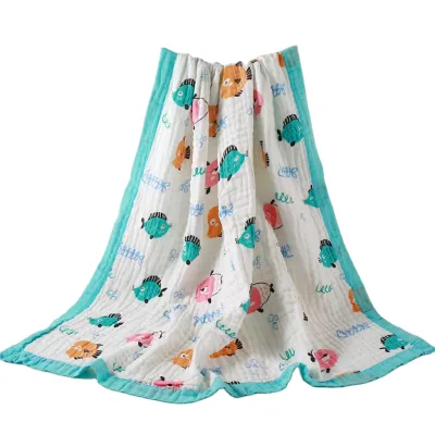 Customized Soft Muslin Cotton Baby Towels Baby Newborn Bath Blanket Ultra Warm Breathable Absorbent Unisex Quilt for Girls Boys