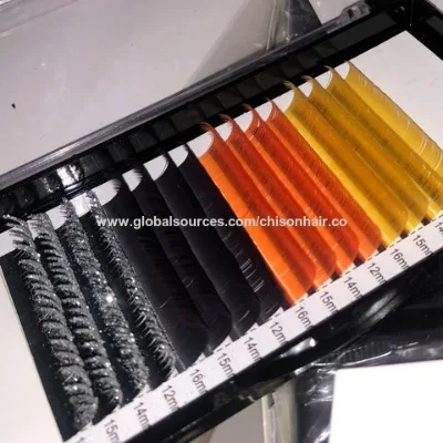 Custom lash Extensions with foil back label glitter colored Easy to Fan Eyelash tray Natural regular individual mixed lash tray