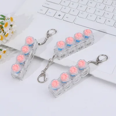 2026 Keyboard Fidget Toys Crystal Keycap Keychain Stress Relief Fingertip Gadget Decompression Toys Clicker Fidget Toy