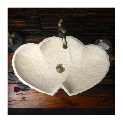 Good Price Washbasin Art Bathroom Unique Heart Design Marble Stone Basin Sink