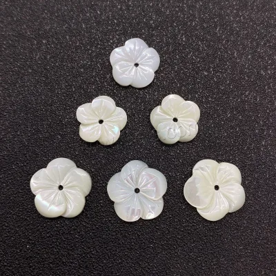 Wholesale DIY 5 Petal Carved Flower White Lip Shell Beads Different Size for Choice 1528874