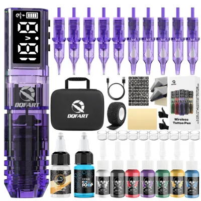 Cross-Border New Wireless Tattoo Kit Large Color Screen Tattoo Machine Kit WTK-250 Model Yiwu Origin Tattoo Pen Line Cutting
