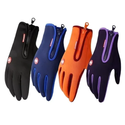 Unisex Cold Weather Warm Outdoor Gloves Touch Screen Compatible Zipper Closure Waterproof Warm Gloves for Cycling Hiking