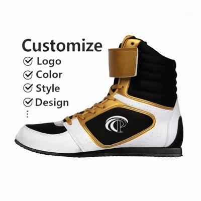 Custom OEM Professional High Top Boxing Wrestling Shoes with Elastic Band Closure Lightweight All Weather Grip Slip Resistant