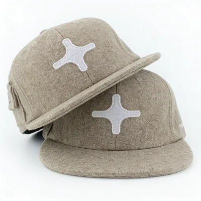 Custom Cross Patch 6-Panel Flat Brim Baseball Cap Performance Autumn Winter Warm Vintage Snapback Hat Pocket