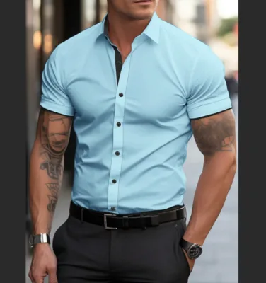 Customized Men's Summer Printed Breathable Short Sleeve Work Shirt Anti-Wrinkle 3D Print Single Breasted Casual Style ODM