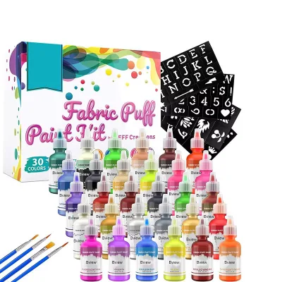 Highly Pigment Vibrant Colors Non Toxic Puffy Fabric Paints for Painting