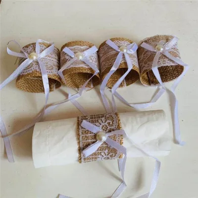 Hot 2023 Wholesale Christmas Napkin Tings Holder Burlap Ring Wedding Party Supplies