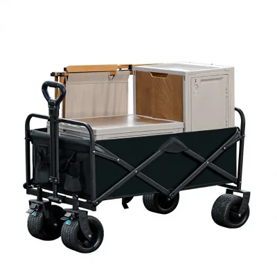 Outdoor Camping Cart Portable Folding Mobile Cart Telescopic Handle Off-Road Wheels Large Reclining Seat for Children Stall