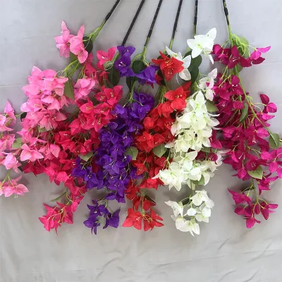 Manufacturer 96 Head Bougainvillea Silk Handmade Floral Arrangements Wedding Decorations Realistic Feel Artificial Flowers