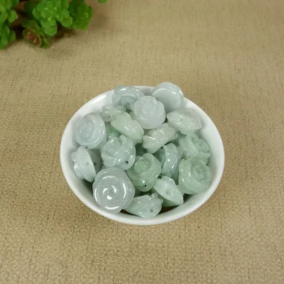 Burmese Jade Rose Rings Amulet Accessories Women Luxury Gifts Energy Jewelry Natural Blue Jadeite Fashion Stone