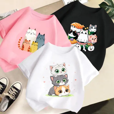 Summer Fashion Boys Girls Cotton Short-sleeve Korean Style Moisture-wicking T-shirts New 2026 Animal Cartoon Print
