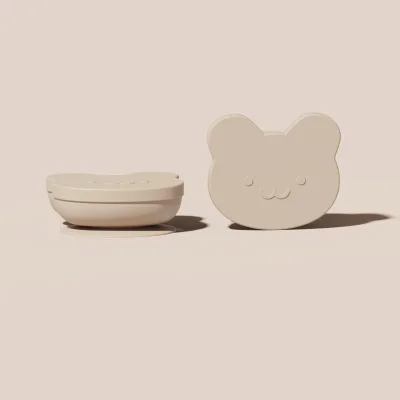 Children's Portable Leak-Proof Lunch Box Dinner Plate Silicone Animal Bowl Tableware Lid Snack Bowls Baby Complementary Cartoon