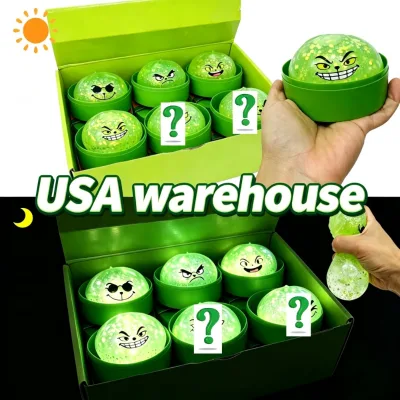 US Warehouse Christmas Glow in Dark Green Cute Monster Bun Toy Squishy Stress Ball Dumpling Squeeze Toy for Anxiety Relief Gift