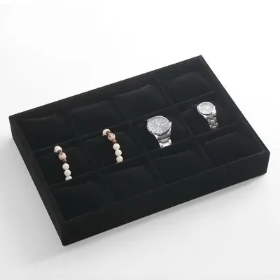 Rectangular Flannel Jewelry Storage Box for Necklace Ring Bracelet Bangle Earrings-35x24x3cm Display Tray