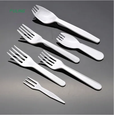 China Biggest Disposable Plastic Cutlery Manufacturer Mini Appetizer Food Picks 12cm Fork Ps for Cake Fruit Salad Ice Cream