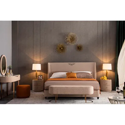 Bedroom Furniture Multifunction Storage King Size Bed with Massage Music Design of Leather Bed Guangdong Soft Antique Set Wood