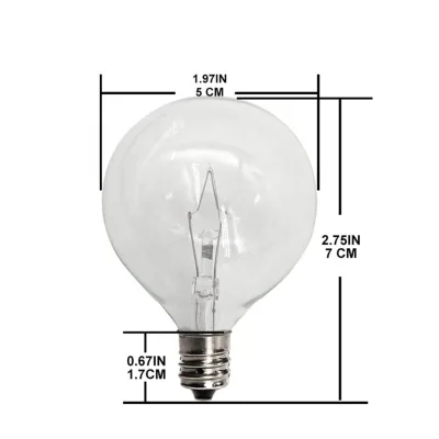 Dimmable 25W E12 Light Bulb, G50 Global 25W Light Bulbs for Scented Candle Wax, G16.5 Globe Incandescent Bulbs for String Lights