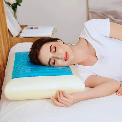 Low MOQ Gel Cooling Bed Pillow Memory Foam Neck Support Cooling Slik 600TC Modern Anatomically Curved Pillow