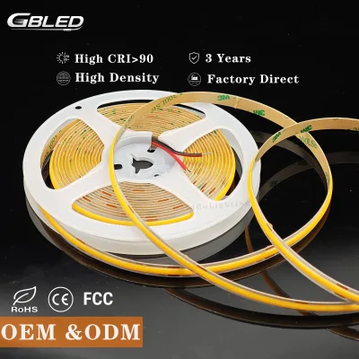 480LEDs/M COB LED Strip Light CRI90 IP65 Waterproof 12V/24V 3-Year Warranty Remote Control for Staircase Outdoor Garden
