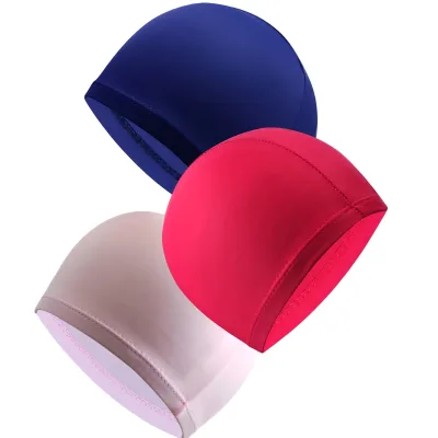 Durable Polyester Swim Cap Elastic Non-Slip Fit No Pulling Pure Color 200+ Color Options Custom Logo Child Unisex