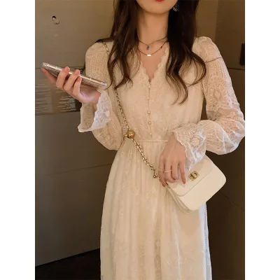 2026 spring base skirt new white long skirt light luxury chic fashion sense dress children dress autumn