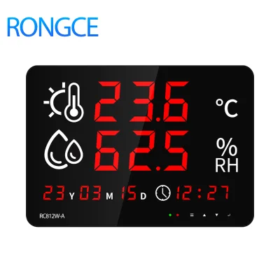 WiFi TUYA App Smart Thermometer Hygrometer LED Large Screen Time Display Temp Humidity Upper Lower Limit Alarm for Indoor Office