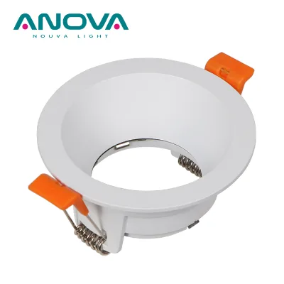 Texture White Aluminum Alloy Anti-Glare GU10 MR16 GU5.3 LED Module Fixed Spotlight Frame Holder with 5-Year Warranty