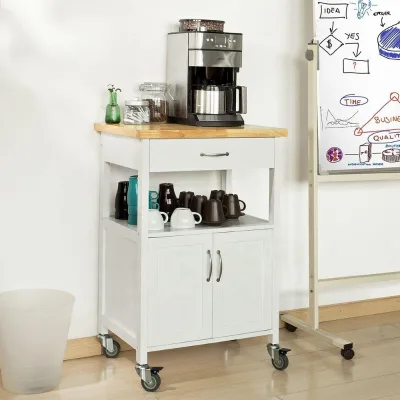 Phoenix Home Indoor Furniture Wooden Modern White Kitchen Cart