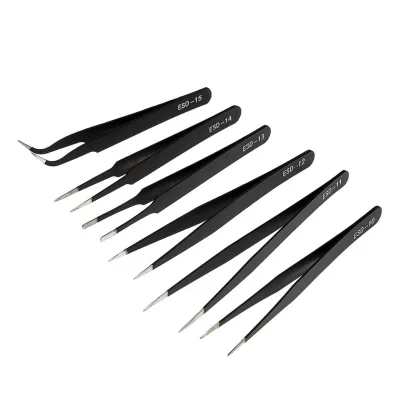 6-Piece Stainless Steel Tweezers Kit Multifunctional Quilling Tools for Artwork Precision Curved Straight Tweezers for Repair