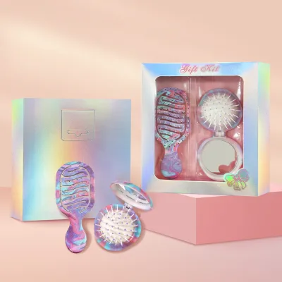 High-quality Water Transfer Printing Gift Box Set Portable Folding Mirror Comb Children's Portable Comb Set