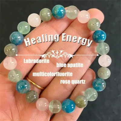 Unisex Elastic Stone Beaded Bracelet with Healing Energy Crystal for Daily Life or Summer Beach Anniversary Gift