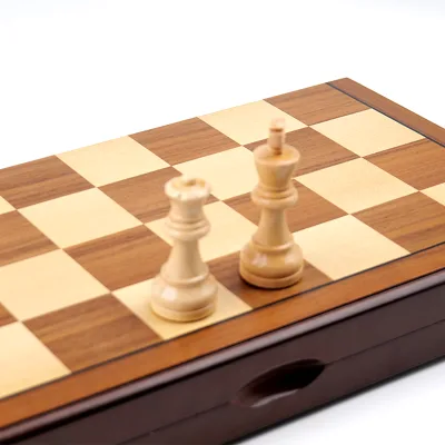 19 Inch Walnut 3-in-1 Chess Set Custom Portable Folding Wooden Chess Set Family Education Chess Games