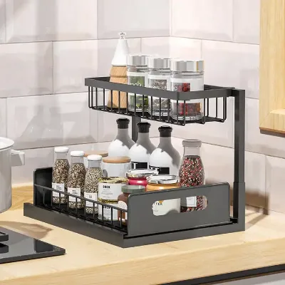 Pull Out Cabinet Organizer  2 Tier Under Sink Organizer Kitchen Sink Organizers Bathroom Cabinet Storage Organizer