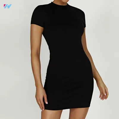 Custom Ladies Cotton Short Sleeve Tshirt Dresses Mini Short Blank Tee T Shirt Dress for Women