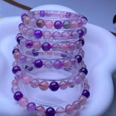 Natural Dream Super Seven Round Beads Single Circle Hand String Fashion Jewelry Bracelet