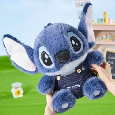 New Cute Wearing Denim Jacket Stitch Plush Toy Sitting Liloes Baby Stitches Figurine Gift Claw Machine Doll for Kids Boys