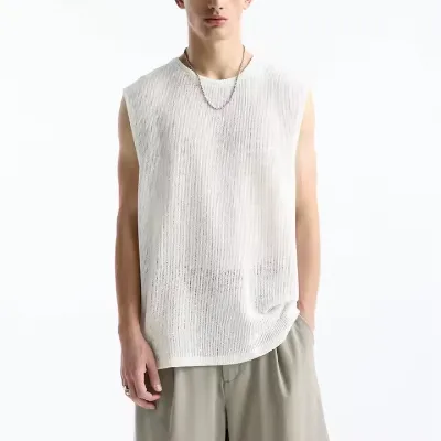 High Quality Men's O-Neck Sleeveless Winter Sweater Vest Breathable Jacquard Knitted Casual Style Loose Fit