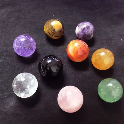 Natural Crystal Healing Gems Ball Divination Sphere Sculpture Figurine Meditation Feng Shui Crystal Tumble Stones Engraved Laser