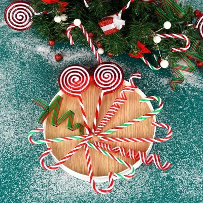 Red White Lollipop Crutch Luxury Christmas Ornaments Hanging Pendant Props for Home DIY Tree Scene Layout for Holiday