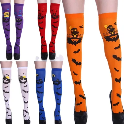 Halloween Party Women Stockings Cosplay Funny Costume Lolita Over Knee Long Socks Adult Witch Vampire Bat High Socks