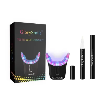 For GS-JKC Home Teeth Whitening Treatment Kit Rechargeable LED Light 32 PCS Red Blue Ray Silicon Mouth Tray Private Label